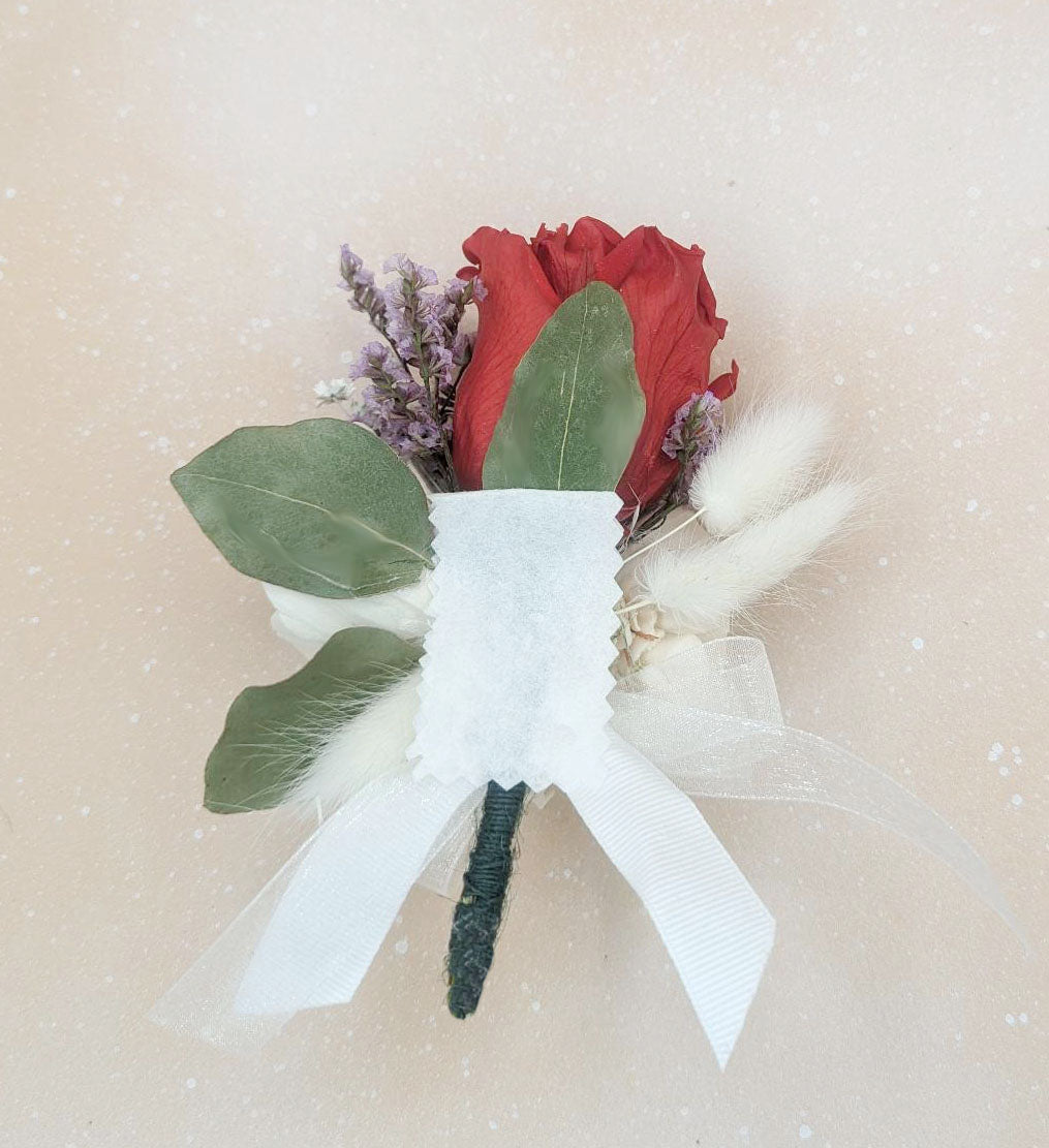 Preserved Red Rose Corsage or Boutonniere - Timeless Elegance for Any Occasion