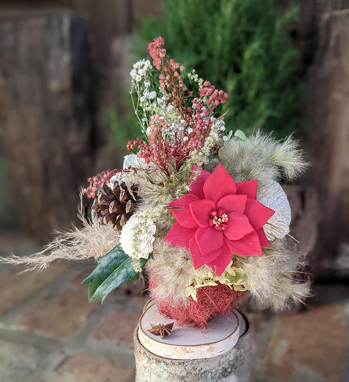 Eco-Friendly Holiday Centerpiece | Repurposed Tennis Ball Vase with Dried Flowers & Fragrance
