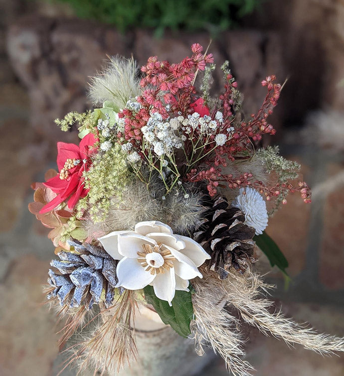 Eco-Friendly Holiday Centerpiece | Repurposed Tennis Ball Vase with Dried Flowers & Fragrance