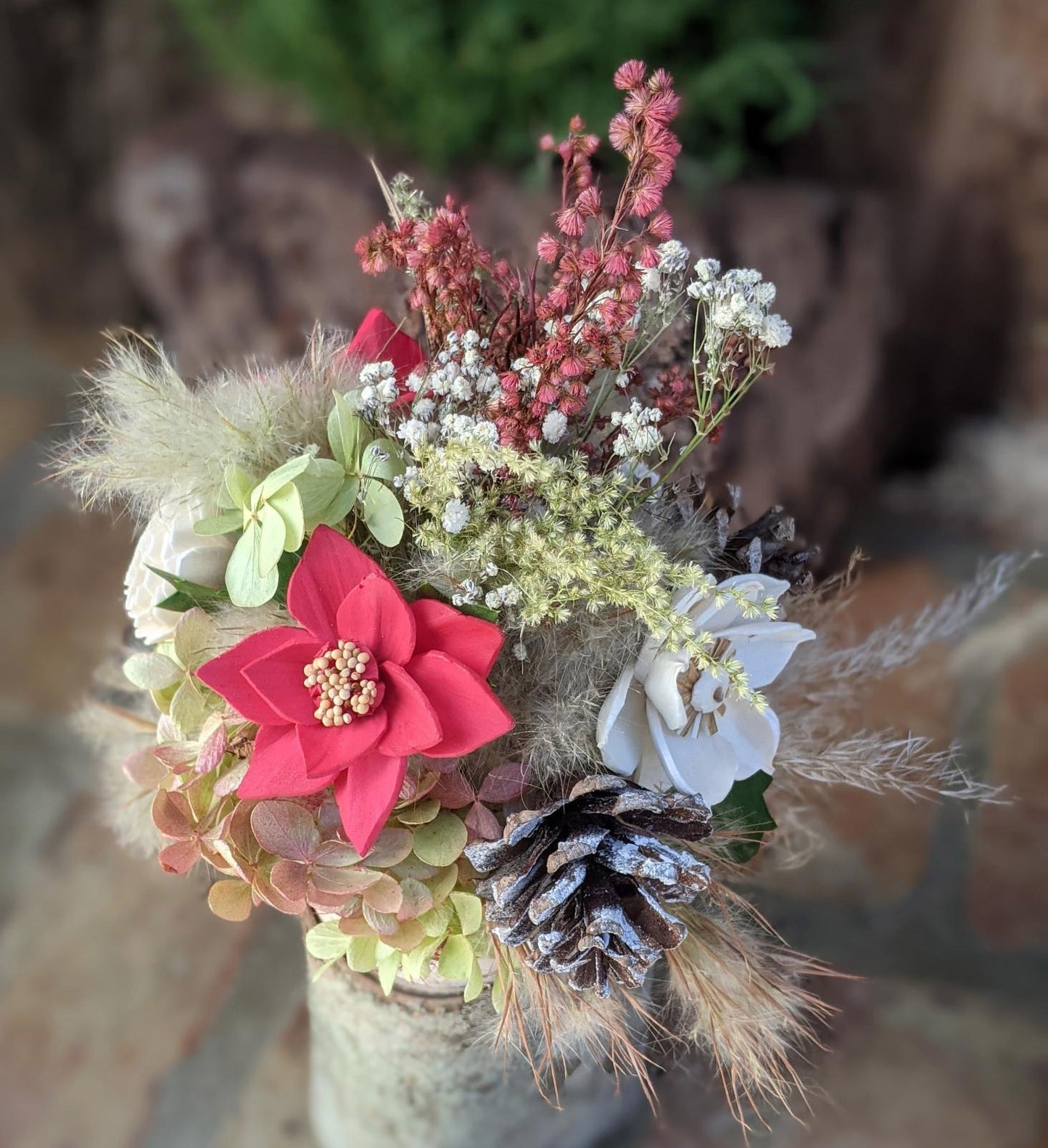 Eco-Friendly Holiday Centerpiece | Repurposed Tennis Ball Vase with Dried Flowers & Fragrance