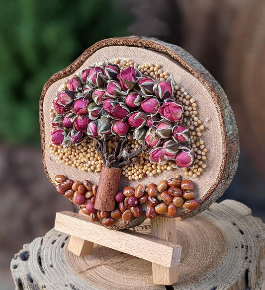 Hanging Handcrafted Christmas Ornament with a Stand | Roses, Driftwood and Seeds
