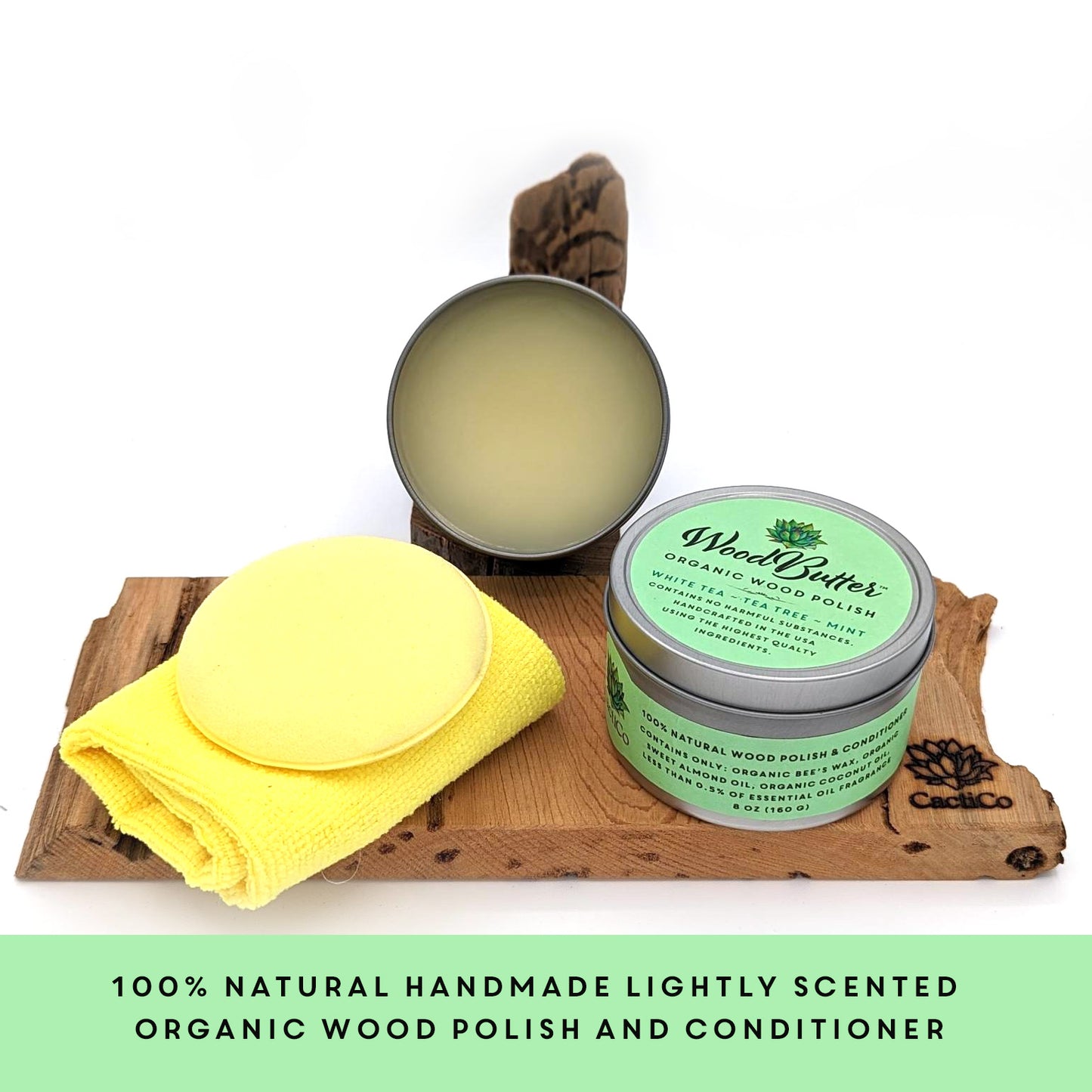 Wood Butter : 100% Natural Organic Scented Wood Polish and Conditioner with Sponge and Polishing Cloth