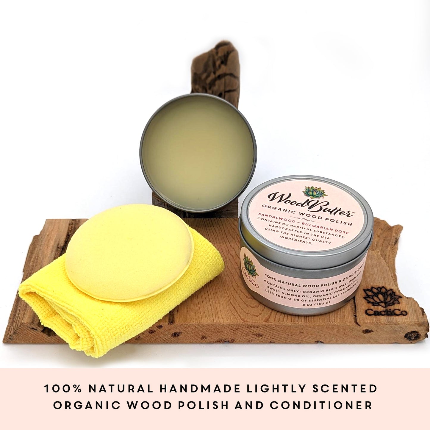 Wood Butter : 100% Natural Organic Scented Wood Polish and Conditioner with Sponge and Polishing Cloth