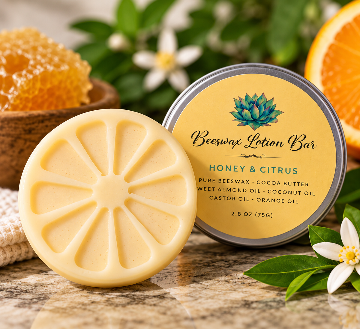 Honey ~ Citrus Beeswax Lotion Bars