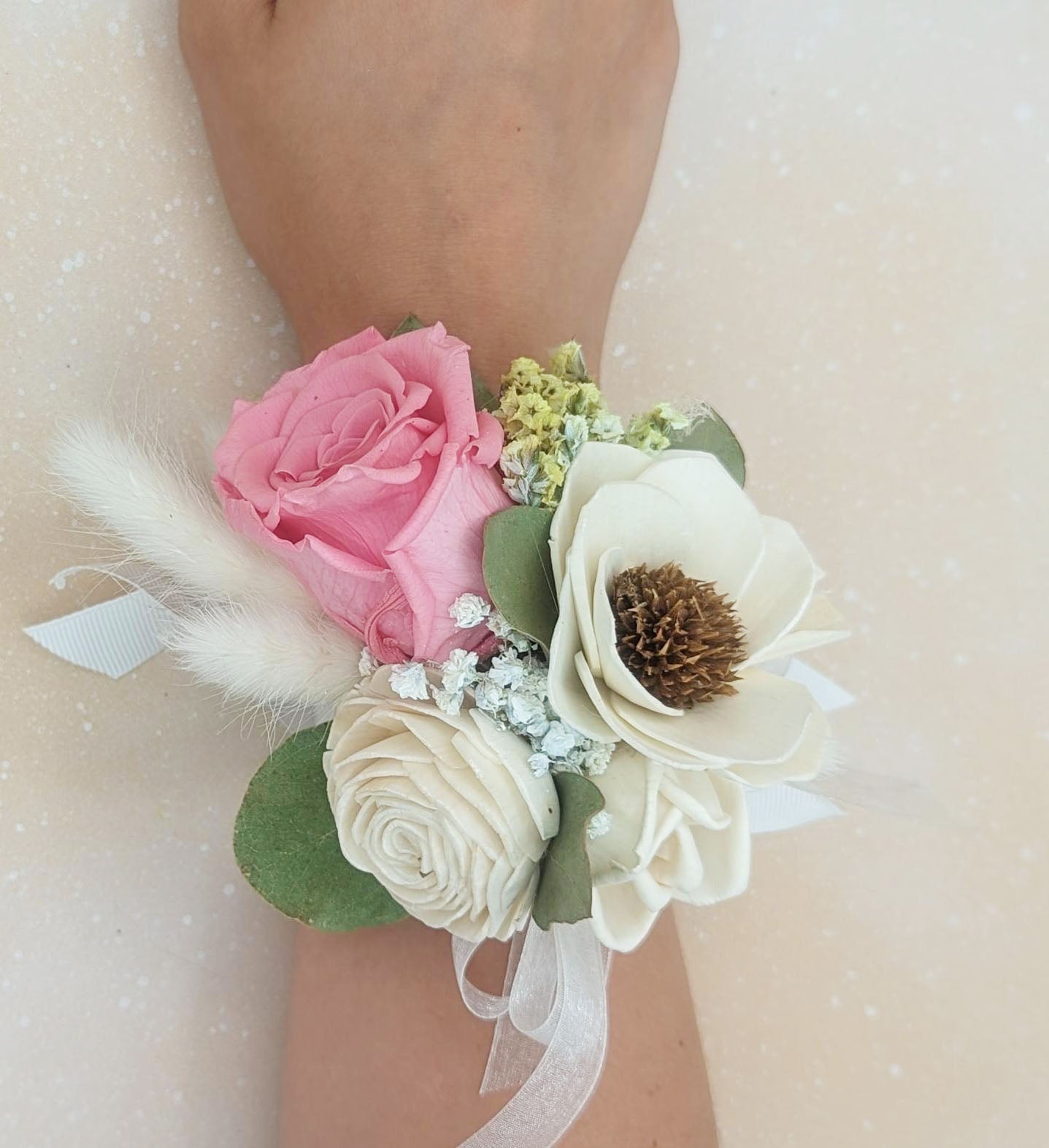 Preserved Pink Rose Corsage or Boutonniere - Timeless Elegance for Any Occasion