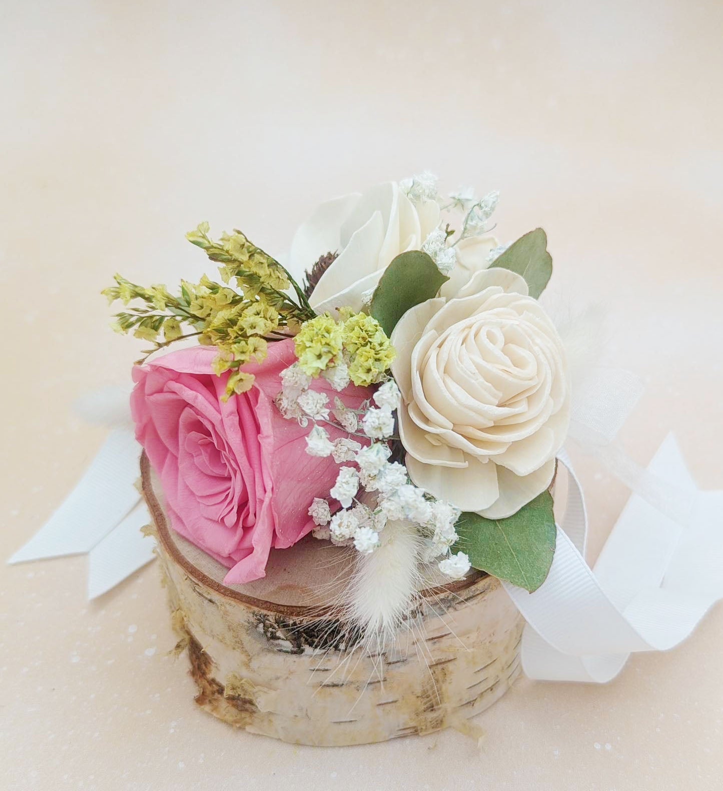 Preserved Pink Rose Corsage or Boutonniere - Timeless Elegance for Any Occasion