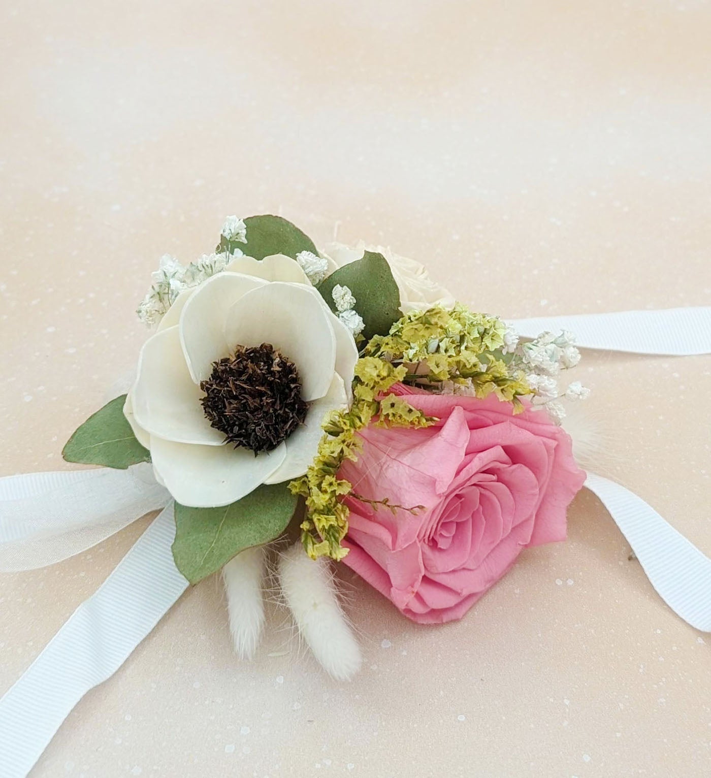 Preserved Pink Rose Corsage or Boutonniere - Timeless Elegance for Any Occasion