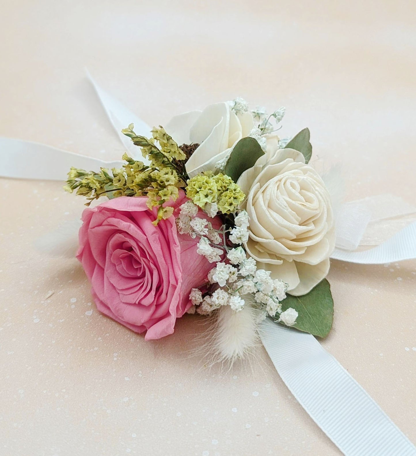 Preserved Pink Rose Corsage or Boutonniere - Timeless Elegance for Any Occasion