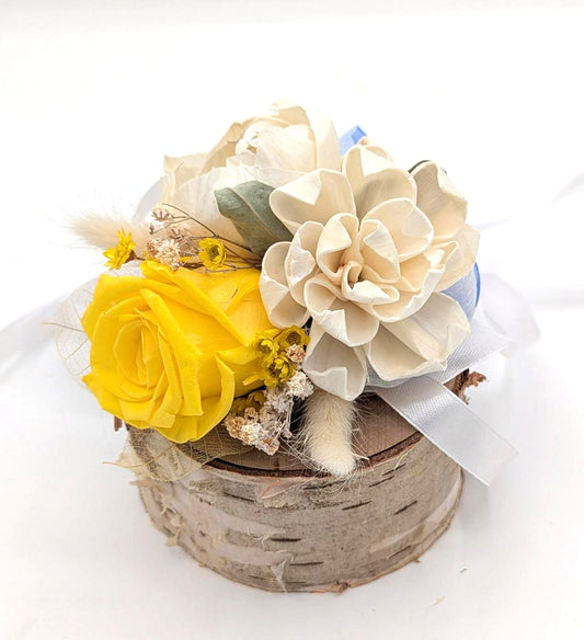 Preserved Yellow Rose Corsage or Boutonniere - Timeless Elegance for Any Occasion