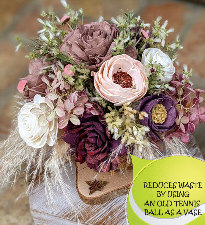 Preserved Flowers Centerpiece | Eco-Friendly | Uses an Old tennis Ball as a Base
