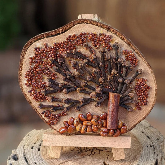 Handcrafted Desktop Decor with Mini Easel | Star Anise , Driftwood and Seeds