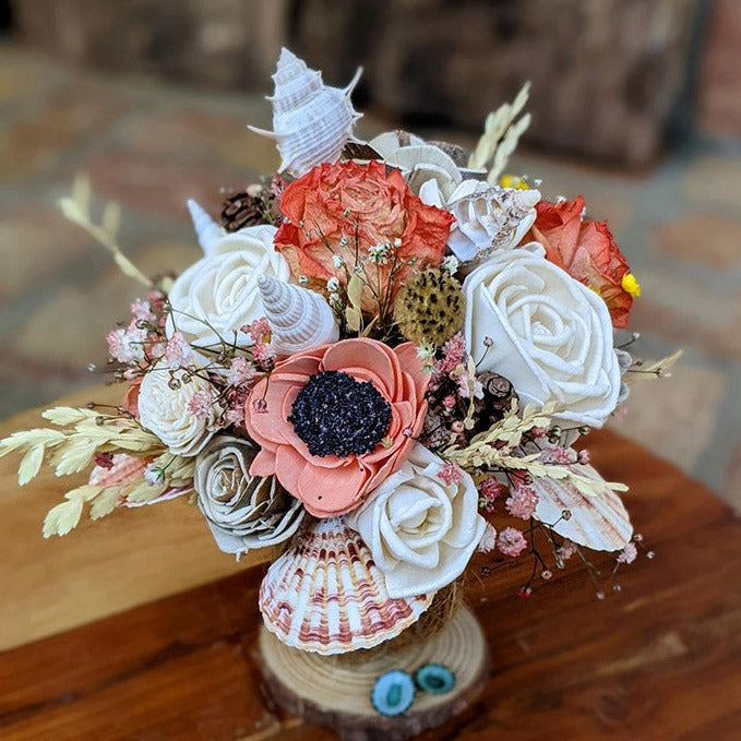 Luxury Preserved Floral Centerpiece with Repurposed Tennis Ball Vase | Eco-Friendly Gift
